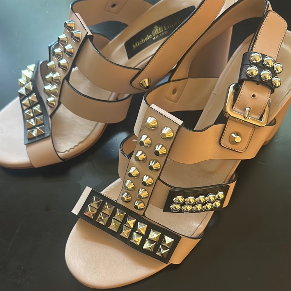 Michele Lopriore Milano Women’s Studded Leather Sandals EU Size 38. US Size 7.5